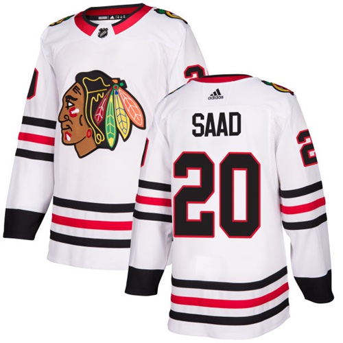 Adidas Blackhawks #20 Brandon Saad White Road Authentic Stitched NHL Jersey